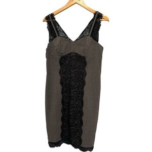 New York & Company Collection Gray Wool Blend Lace Trim Sheath Dress Size 10